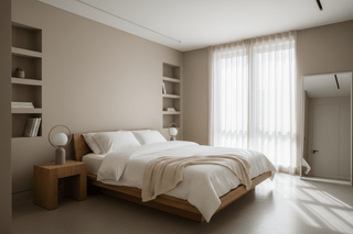 Serene sleep sanctuary with crisp white bedding, soft pillows, and calm neutral tones for restful nights — Flatiron Home