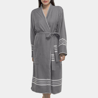 Organic Turkish Cotton Kimono Bathrobe – Lightweight Spa & Home Robe
