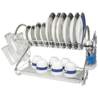 Better Chef 16" 2 - Level Chrome - Plated S - Shaped Dish Rack - Flatiron - Home