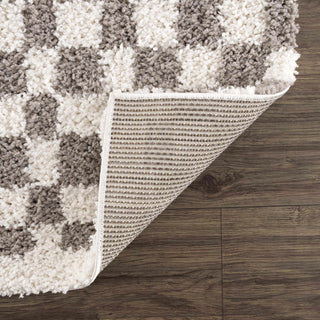 Kieu Taupe Checkered Plush Area Rug | Flatiron Home - Flatiron - Home