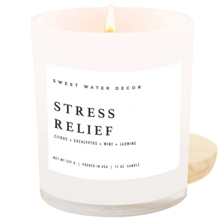Stress Relief Soy Candle - 11oz Premium Hand - Poured | Eucalyptus Lavender Aromatherapy - Flatiron - Home