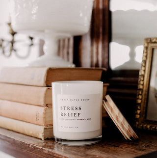 Stress Relief Soy Candle - 11oz Premium Hand - Poured | Eucalyptus Lavender Aromatherapy - Flatiron - Home