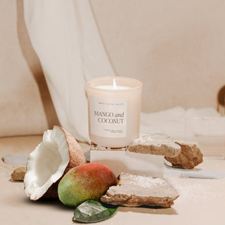 Mango and Coconut Soy Candle - 15oz Premium Hand - Poured | Tropical Beach Escape Scent - Flatiron - Home