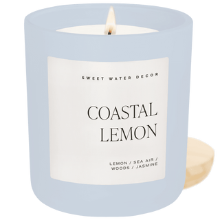 Coastal Lemon Soy Candle - 15oz Premium Hand - Poured | Fresh Mediterranean Sea Breeze Scent - Flatiron - Home