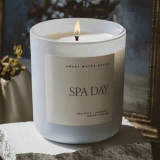 Spa Day Soy Candle - 15oz Premium Hand - Poured | Sea Salt Jasmine Relaxation Aromatherapy - Flatiron - Home