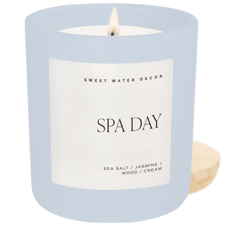 Spa Day Soy Candle - 15oz Premium Hand - Poured | Sea Salt Jasmine Relaxation Aromatherapy - Flatiron - Home