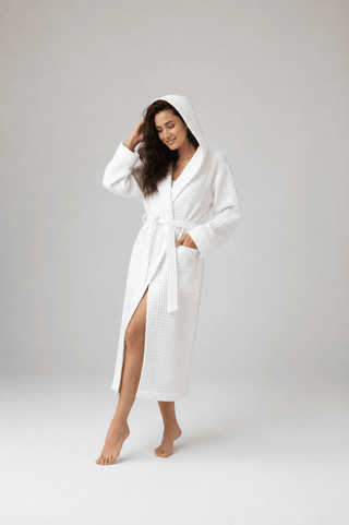Organic Turkish Cotton Waffle Bathrobe – Lightweight Spa Robe for Men & Women