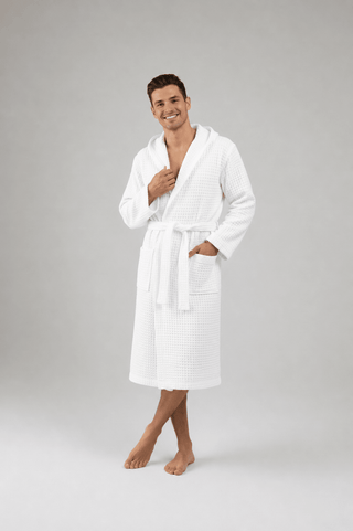 Organic Turkish Cotton Waffle Bathrobe – Lightweight Spa Robe for Men & Women