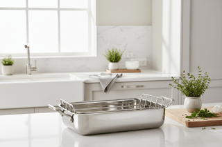 CRISTEL Roaster Pan - Premium 3-Ply Stainless Steel with Adjustable Rack | Flatiron Home Kitchen - Flatiron-Home