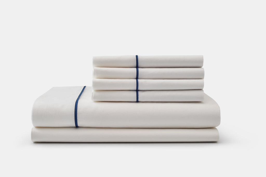 Cotton Piping Design Bed Sheet Set - USA Made – Flatiron-Home