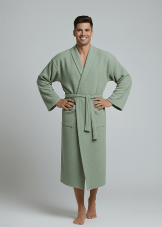 Organic Turkish Cotton Waffle Bathrobe – Lightweight Spa Robe for Men & Women