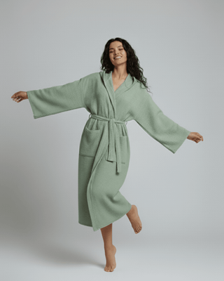 Organic Turkish Cotton Waffle Bathrobe – Lightweight Spa Robe for Men & Women