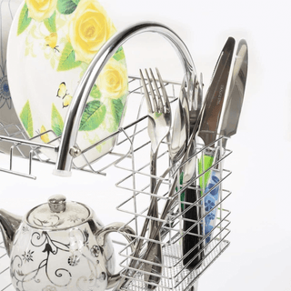 Better Chef 16" 2 - Level Chrome - Plated S - Shaped Dish Rack - Flatiron - Home