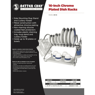 Better Chef 16" 2 - Level Chrome - Plated S - Shaped Dish Rack - Flatiron - Home