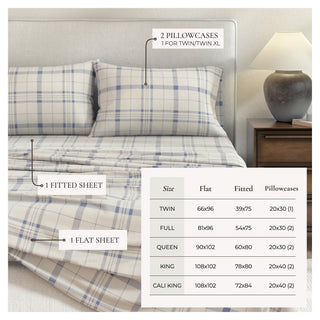 Turkish Cotton Flannel Sheet Set - Plaid & Stripe Collection - Flatiron-Home