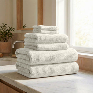 Turkish Cotton Ribbed 6-Piece Bath Towel Set - Georgiana Collection - Flatiron-Home