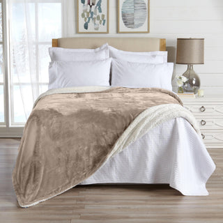 Velvet Plush Sherpa Luxury Bed Blanket - Kinsley Collection - Flatiron-Home
