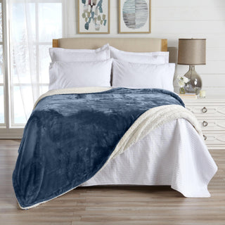 Velvet Plush Sherpa Luxury Bed Blanket - Kinsley Collection - Flatiron-Home