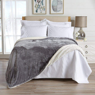 Velvet Plush Sherpa Luxury Bed Blanket - Kinsley Collection - Flatiron-Home