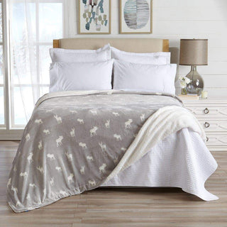 Velvet Plush Sherpa Luxury Bed Blanket - Kinsley Collection - Flatiron-Home