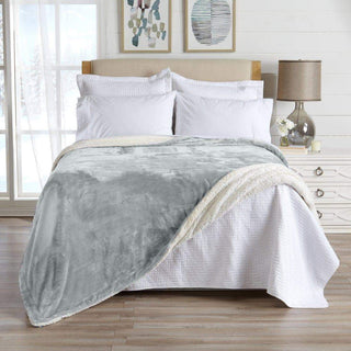 Velvet Plush Sherpa Luxury Bed Blanket - Kinsley Collection - Flatiron-Home