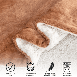 Velvet Plush Sherpa Luxury Bed Blanket - Kinsley Collection - Flatiron-Home