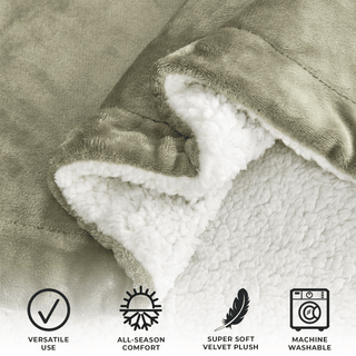 Velvet Plush Sherpa Luxury Bed Blanket - Kinsley Collection - Flatiron-Home