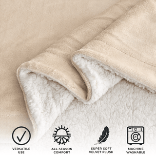 Velvet Plush Sherpa Luxury Bed Blanket - Kinsley Collection - Flatiron-Home