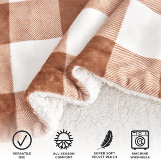 Velvet Plush Sherpa Luxury Bed Blanket - Kinsley Collection - Flatiron-Home