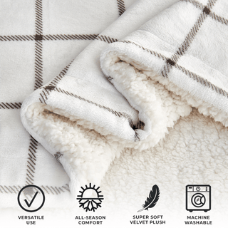 Velvet Plush Sherpa Luxury Bed Blanket - Kinsley Collection - Flatiron-Home