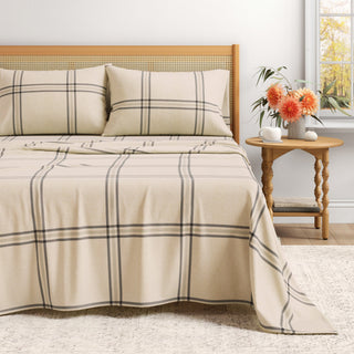 Turkish Cotton Flannel Sheet Set - Plaid & Stripe Collection - Flatiron-Home
