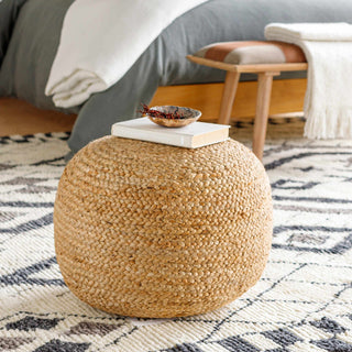 Kaumakani Knitted Jute Round Pouf - Flatiron - Home