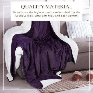 Velvet Plush Sherpa Bed Blanket - Sherpa Fleece Collection - Flatiron-Home