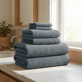 Turkish Cotton Ribbed 6-Piece Bath Towel Set - Georgiana Collection - Flatiron-Home