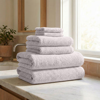 Turkish Cotton Ribbed 6-Piece Bath Towel Set - Georgiana Collection - Flatiron-Home