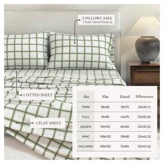 Turkish Cotton Flannel Sheet Set - Plaid & Stripe Collection - Flatiron-Home