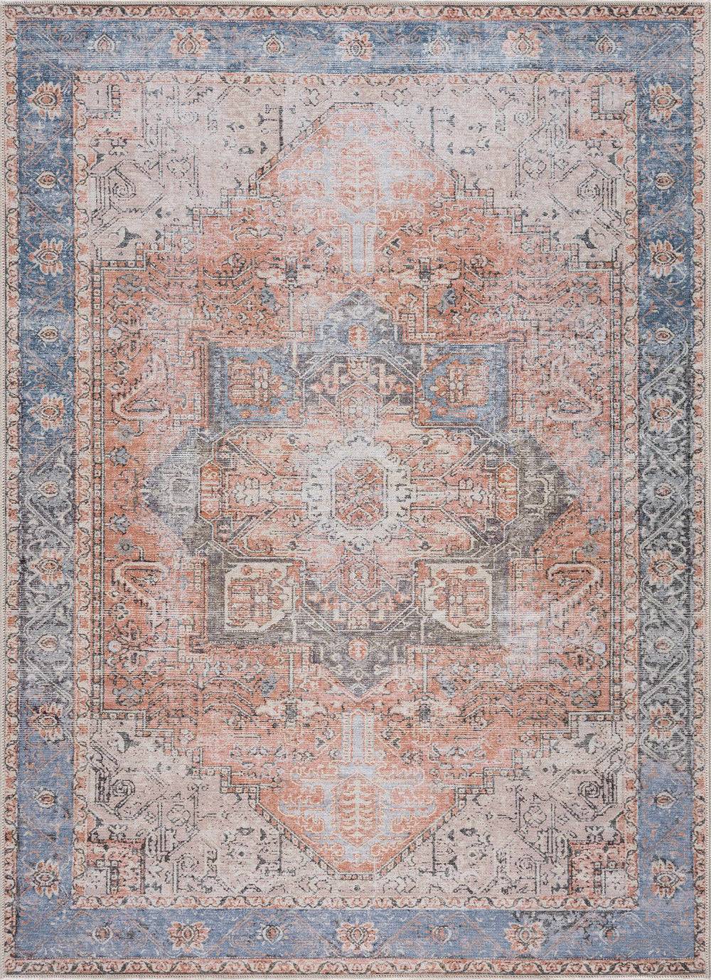Rosman Distressed Washable Area Rug - Vintage Style – Flatiron-Home