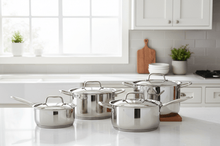 CRISTEL Strate® 3-Piece Stainless Steel Saucepan Set with Lids | Flatiron Home - Flatiron-Home