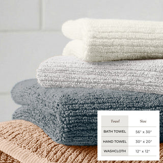Turkish Cotton Ribbed 6-Piece Bath Towel Set - Georgiana Collection - Flatiron-Home
