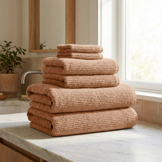 Turkish Cotton Ribbed 6-Piece Bath Towel Set - Georgiana Collection - Flatiron-Home