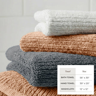 Turkish Cotton Ribbed 6-Piece Bath Towel Set - Georgiana Collection - Flatiron-Home