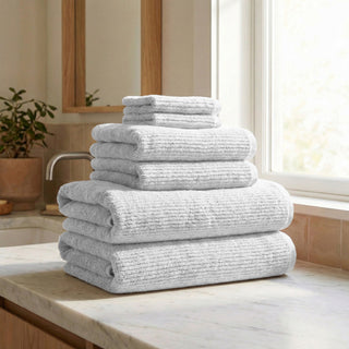 Turkish Cotton Ribbed 6-Piece Bath Towel Set - Georgiana Collection - Flatiron-Home