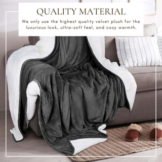 Velvet Plush Sherpa Bed Blanket - Sherpa Fleece Collection - Flatiron-Home