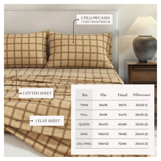 Turkish Cotton Flannel Sheet Set - Plaid & Stripe Collection - Flatiron-Home