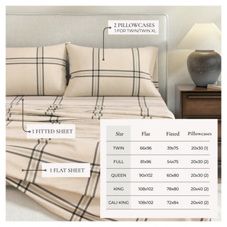 Turkish Cotton Flannel Sheet Set - Plaid & Stripe Collection - Flatiron-Home